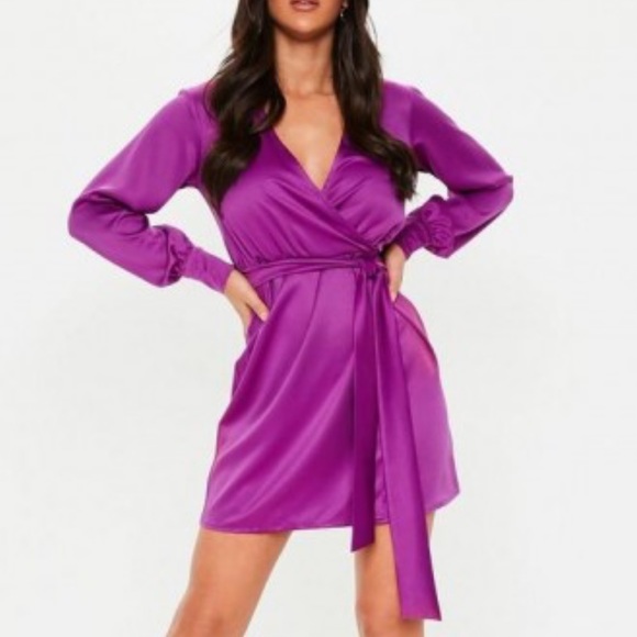 satin wrap skater dress